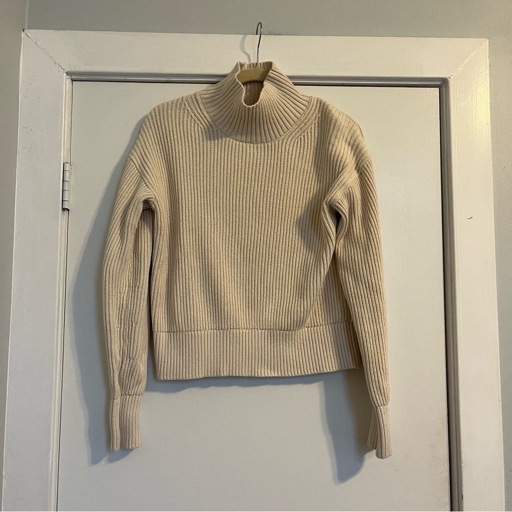 Everlane Cream Ribbed Turtleneck knit Sweater off white XS extra small
